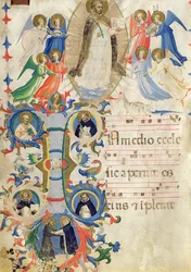 Ms 558 f.67v Pagina che raffigura San Domenico e un